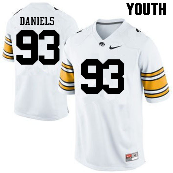 Youth Iowa Hawkeyes #93 Mike Daniels College Football Jerseys-White - Click Image to Close